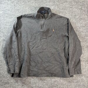 Polo Ralph Lauren Sweater Mens XL Gray Estate Rib 1/4 Zip Mock Neck Pullover